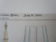 Church for Rev. T.P. Lucey, Northampton, MA, 1900, Original Plan Hand Colored