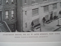Apartment House, No. 311 W. 89th St., New York NY, 1915. Wallis & Goodwillie. Lithograph