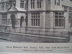 Inglis Memorial Hall, Edzell, South Wales, 1898. G. & L. Ower. Photo