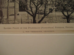 Pfarrhaus Parsongae, Potsdam, Prussia, 1898. L. Von Tiedemann. Lithograph