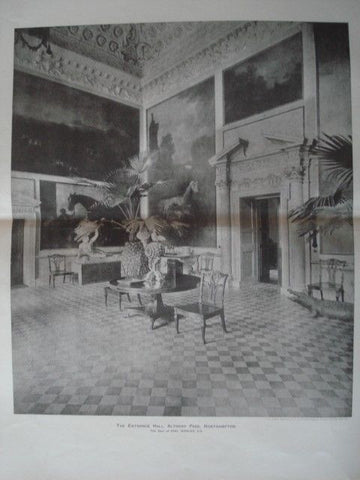 Entrance Hall: Althorp Park,  Northhampton, England, 1893. Photogravure