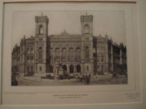 Criminal Court Building, Berlin, Prussia, 1901. Herrmann & Busse. Lithograph