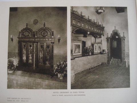 Interior: Hotel Orndorff, El Paso TX, 1927. Trost & Trost. Lithograph