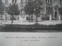House of Herr Emanuel Scrol, Munich, Bavaria, 1900. E. Seidl. Gelatine