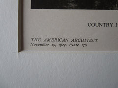 Albert Kahn Country House, Birmingham, MI, Albert Kahn, 1924, Lithograph