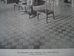 Entrance Hall: Althorp Park,  Northhampton, England, 1893. Photogravure