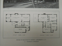Floor Plans, House of Malcolm W. Bodine, Larchmount, NY, 1928, Lithograph
