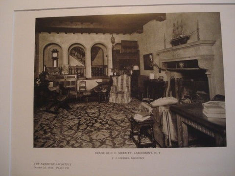 Interior, House of C. C. Merritt, Larchmont NY, 1926. F. J. Sterner. Lithograph