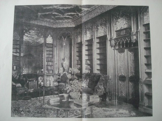 Library: Stanmore Hall, Bridgnorth, England, 1893. Brightwen Binyon. P ...