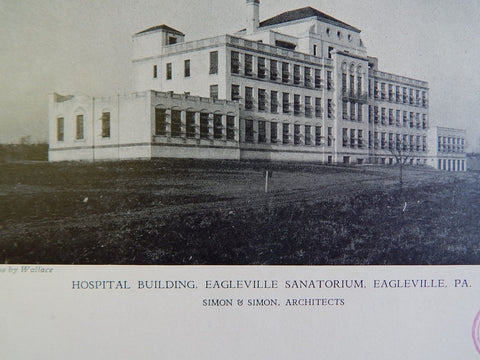 Hospital Building, Eagleville Sanatorium, Eagleville, PA, 1928, Lithograph