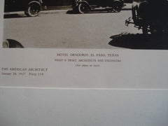 Exterior: Hotel Orndorff, El Paso TX, 1927. Trost & Trost. Lithograph
