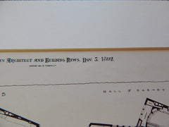 Exchange Club, Boston, MA, Ball & Dabney, 1892, Original Plan