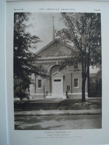 Church, Greensboro NC, 1927. Hobart Upjohn. Lithograph