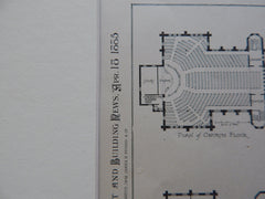 Asbury M.E. Church, Philadelphia, PA, 1885, John Ord, Architect, Original Plan