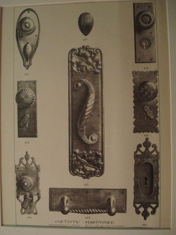 Artistic Hardware, 1889. Manufactured by A. G. Newman. Lithograph
