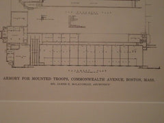 Stable: Armory For Mounted Troops, Boston MA, 1916. James E. Mclaughlin. Lithograph