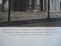 IRA Allen Chapel: University of Vermont, Burlington VT, 1927. Wm. Mitchell Kendall