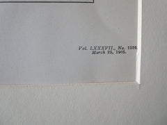 John Fiske house, Lake Champlain, NY, 1905, Original Plan Hand Colored