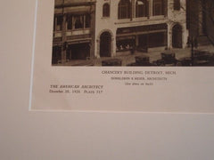 Chancery Building,  Detroit MI, 1926. Donaldson & Meier. Lithograph