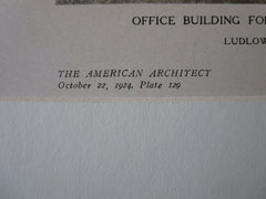 Johns-Manville Office Building, NY, Ludlow & Peabody, 1924, Lithograph