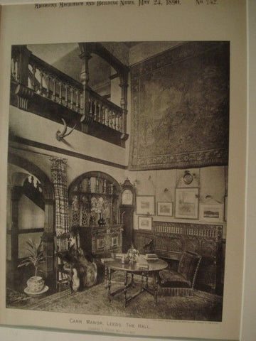 Hall: Carr Manor, Leeds, England. 1890. Edward S. Prior. Lithograph