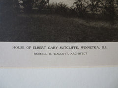Elbert Gary Sutcliffe House, Winnetka, IL, Russell S. Walcott, 1924, Lithograph