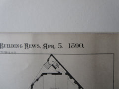 Grace M.E. Church, 1890, Original Plan, J. C. Cady & Co, Architects