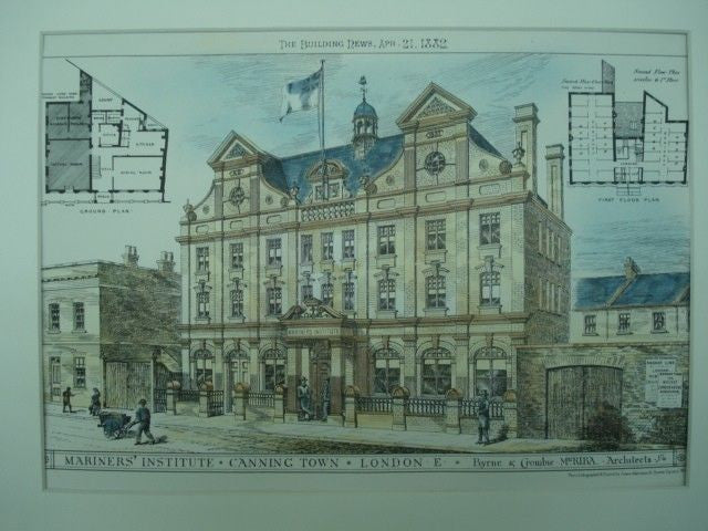 Mariners' Institute in Canning Town, England, 1882. Byrne & Crombie. Original Plan