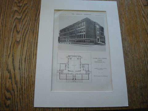Laurel Hill Avenue School, Providence RI, 1916. Clarke & Howe. Lithograph