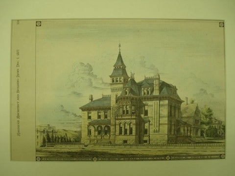 Residence of Howard Soule, Jr., Esq. in Syracuse NY. 1877. Archidmedes Russell. Original Plan