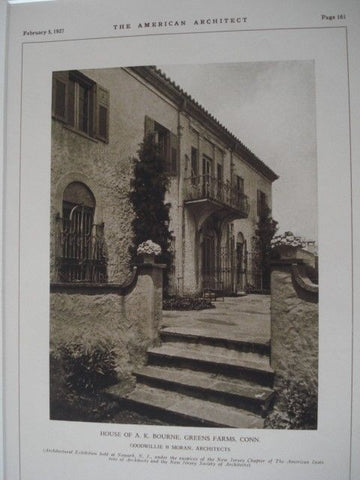 House of A. K. Bourne, Greens Farms CT, 1927. Goodwillie & Moran. Lithograph