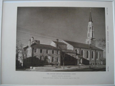 United Church, Bridgeport CT, 1927. Allen & Collens. Lithograph