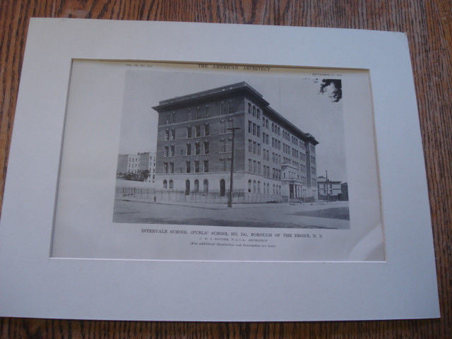 Intervale School, Borough of the Bronx NY, 1916. C.B.J. Snyder. Lithograph