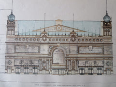 New York Hippodrome, 6th Ave, NY, 1905, F. Thompson, Original Plan Hand Colored