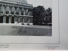 Details of Town Hall, Needham, MA,1904,Lithograph. Winslow & Bigelow.