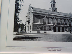 Details of Town Hall, Needham, MA,1904,Lithograph. Winslow & Bigelow.