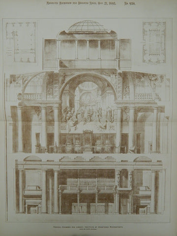 Council Chamber & Library: Institute of Chartered Architects: London, England, 1893. John Belcher