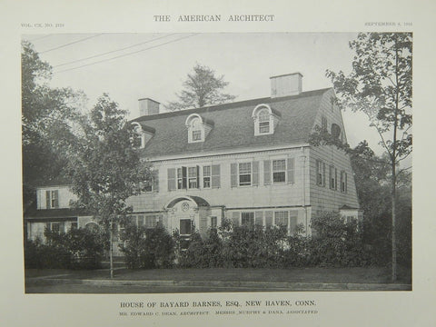 Exterior: House of Bayard Barnes, Esq., New Haven CT, 1916. Murphy & Dana