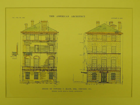 House of Edward T. Blair, Esq., Chicago IL, 1915. McKim, Mead & White