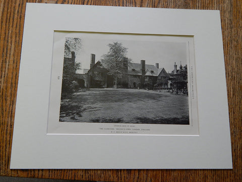 "The Cloisters" Regents Park, London, England, Exterior, 1926, Lithograph. M.H. Baillie Scott.