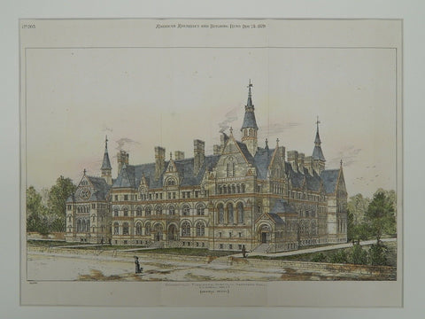 Connecticut Theological Institute in Hartford CT, 1879. F. H. Kimball. Original