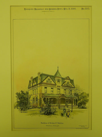 Residence of Mr. John Z. T. Robitzer, Pittsburgh PA, 1891. C. M. Bartberger. Original