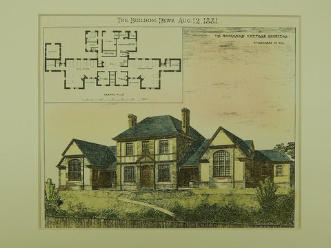 The Buchanan Cottage Hospital, St. Leonard's-on-Sea,Hastings, UK, 1881, Original Plan.