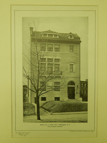 House of J. C. Hooe, Esq., Washington, DC, 1904, Lithograph. Totten & Rogers.