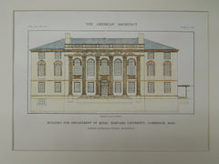 Department of Music Building, Harvard University, Cambridge, MA, 1916, Original Plan. Howells & Stokes.