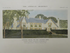 Country House for Mr. J. Hanson Rose, Pittsburgh, PA, 1916, Original Plan. Janssen & Abbott.