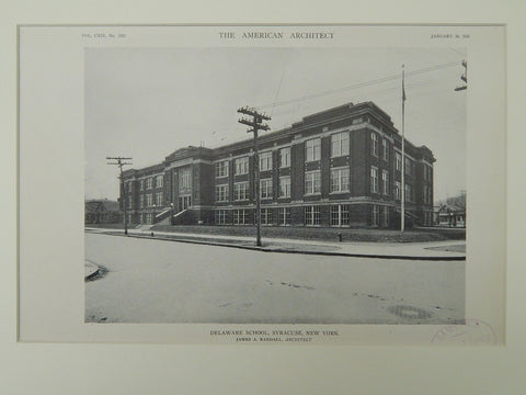 Delaware School, Syracuse, NY, 1921, Lithograph. James A. Randall.