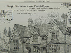 Village Dispensary & Parish Room, East Kennet, UK, 1884, Original Plan. C.E. Ponting.