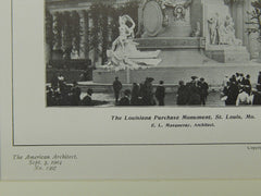 The Louisiana Purchase Monument, St. Louis, MO, 1904, Lithograph.  E. L. Masqueray.