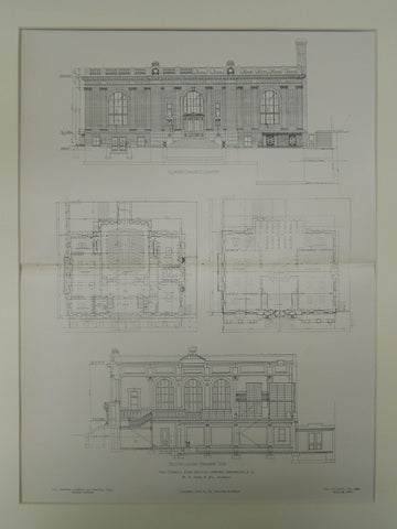 The Carroll Park Branch Library, Brooklyn, NY, 1905, Original Plan. W.B. Tubby & Bro.